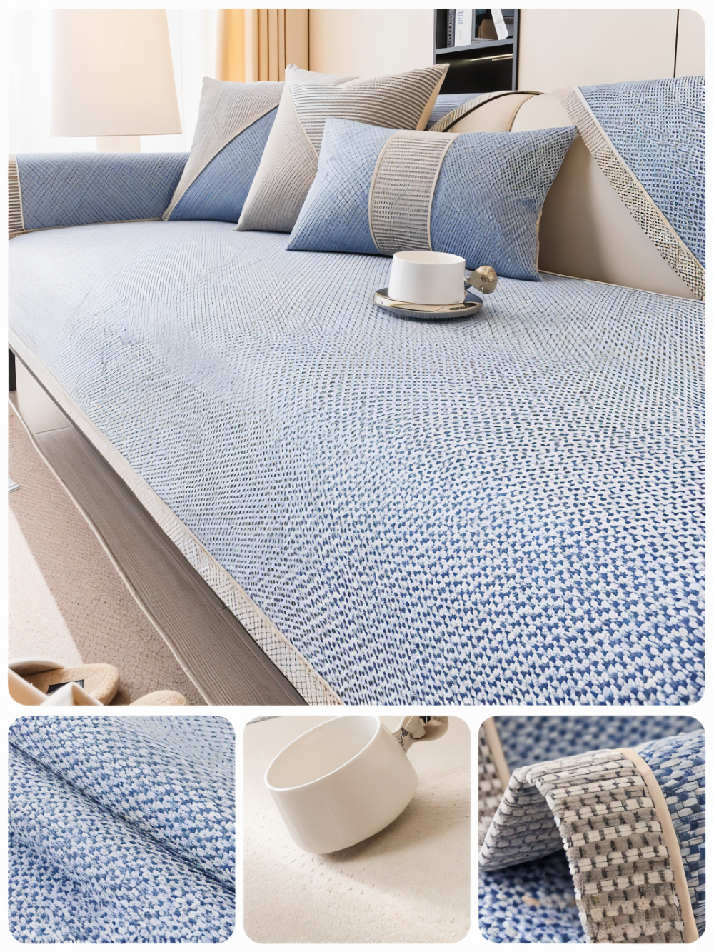 Elastischer Sofabezug – Baumwoll-Leinen-Polyester, Robust und Rutschfest