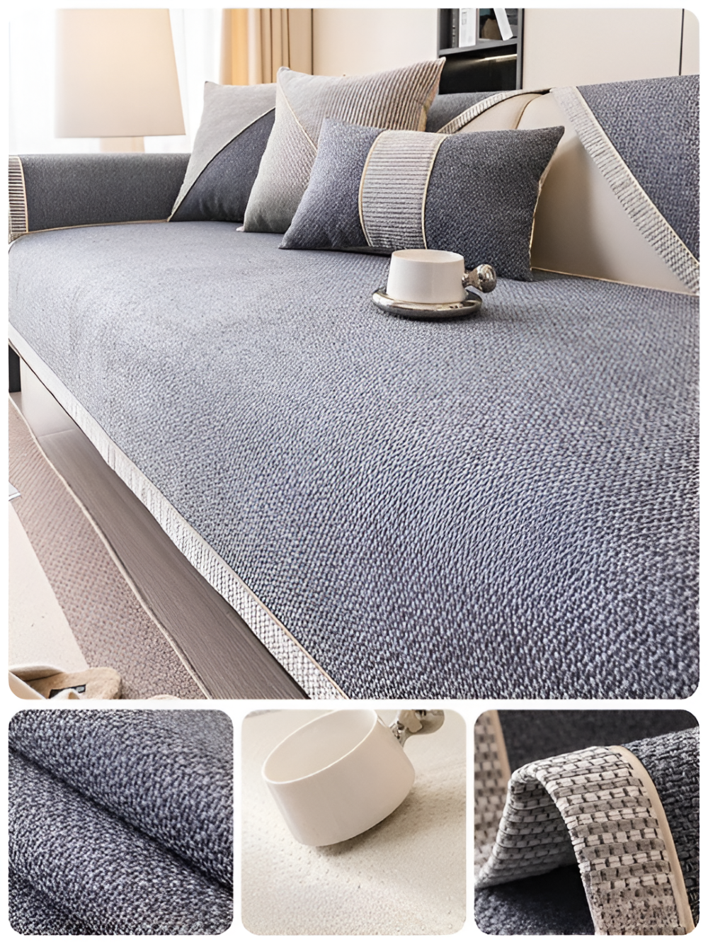 Elastischer Sofabezug – Baumwoll-Leinen-Polyester, Robust und Rutschfest