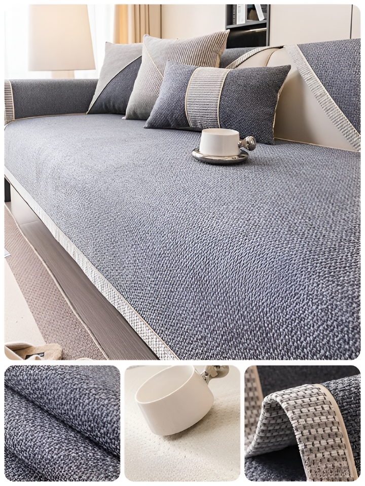 Elastischer Sofabezug – Baumwoll-Leinen-Polyester, Robust und Rutschfest