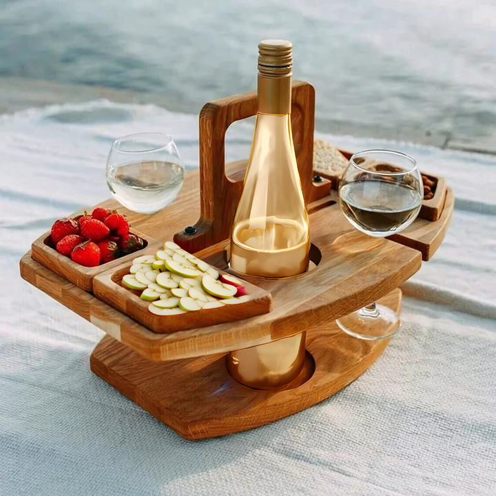 Tragbarer Picknicktisch aus Holz – WineNest