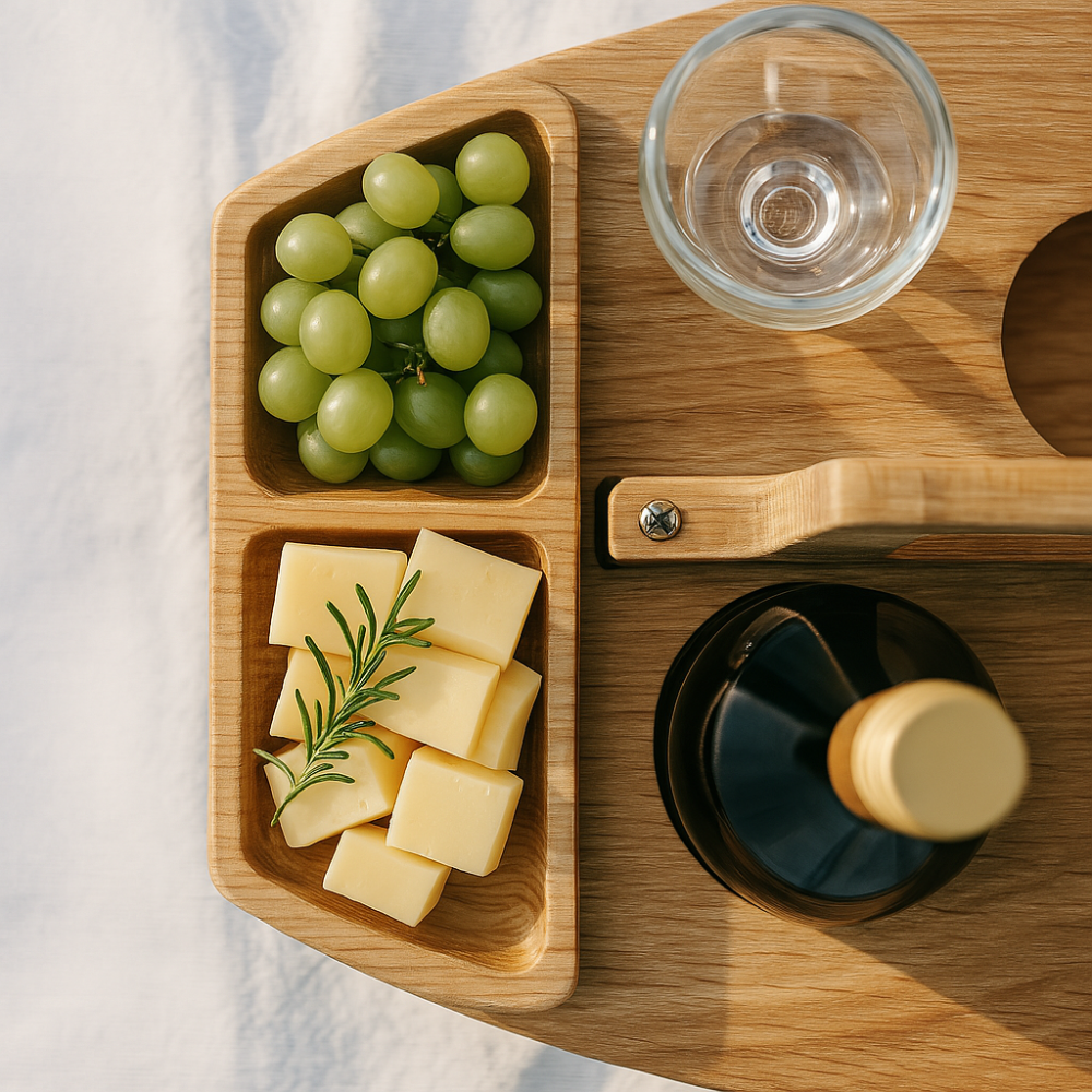 Tragbarer Picknicktisch aus Holz – WineNest
