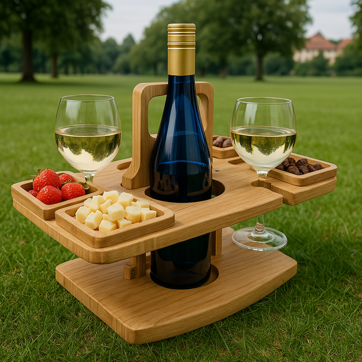 Tragbarer Picknicktisch aus Holz – WineNest