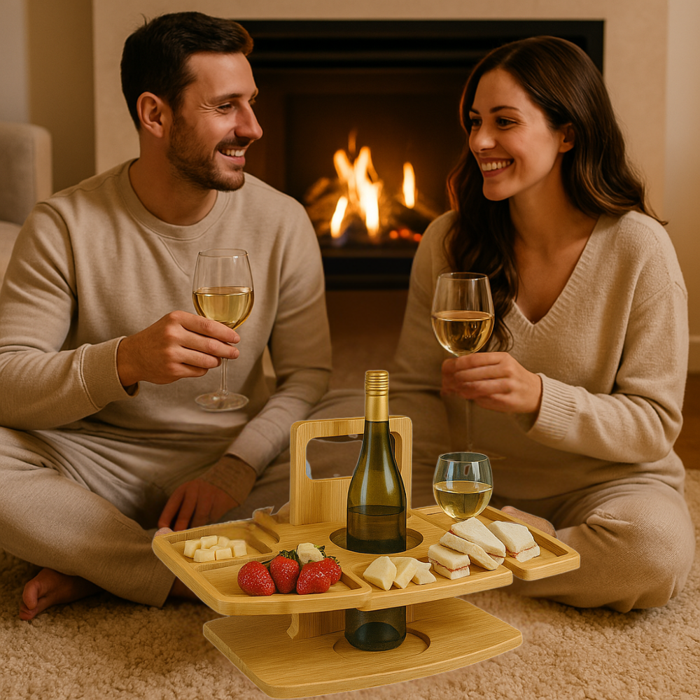 Tragbarer Picknicktisch aus Holz – WineNest