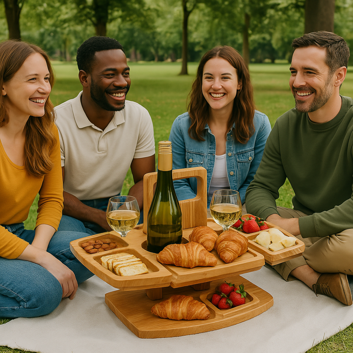 Tragbarer Picknicktisch aus Holz – WineNest