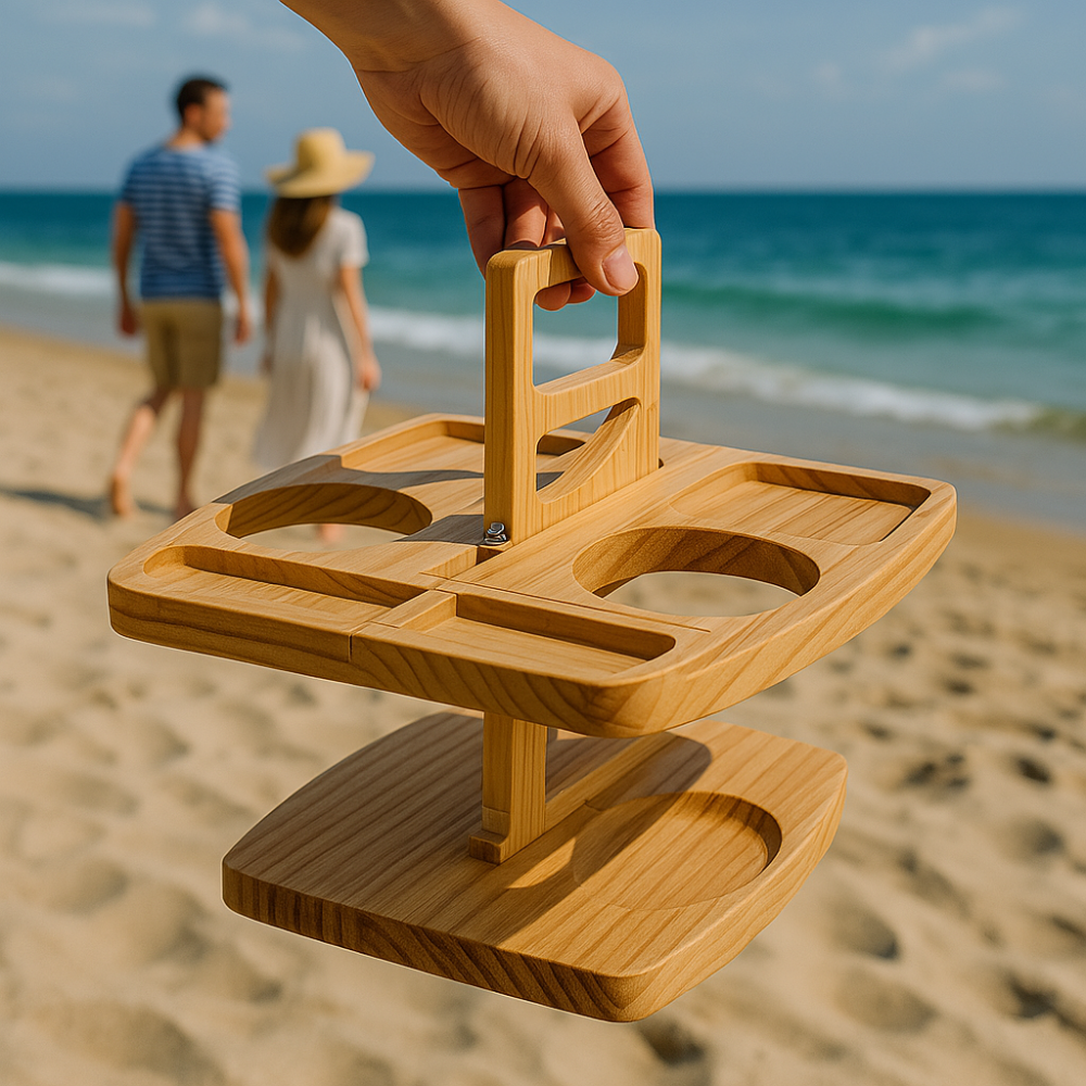 Tragbarer Picknicktisch aus Holz – WineNest