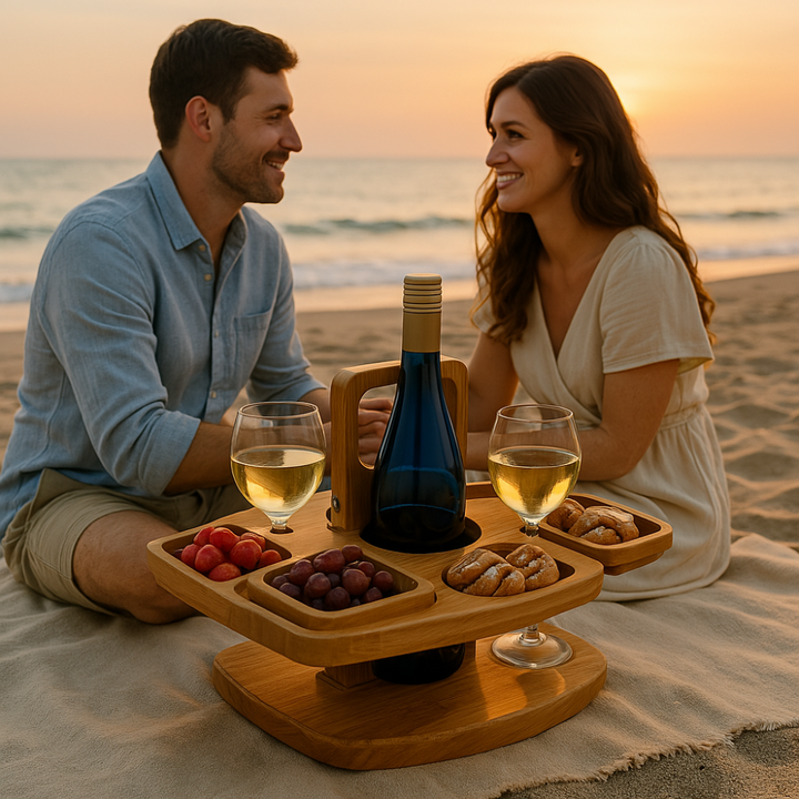 Tragbarer Picknicktisch aus Holz – WineNest