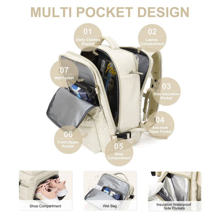 Multifunktionaler Damenrucksack 35 L mit USB-Anschluss