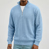 Herrenpullover | Gerippter Langarm-Pullover mit halbem Reissverschluss