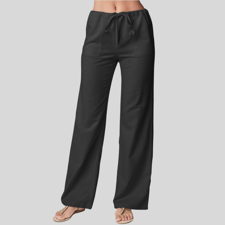 Weite Hose aus Baumwollleinen für Damen