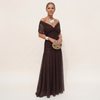Langes, elegantes, fliessendes Damenkleid – V-Ausschnitt, raffiniertes Design