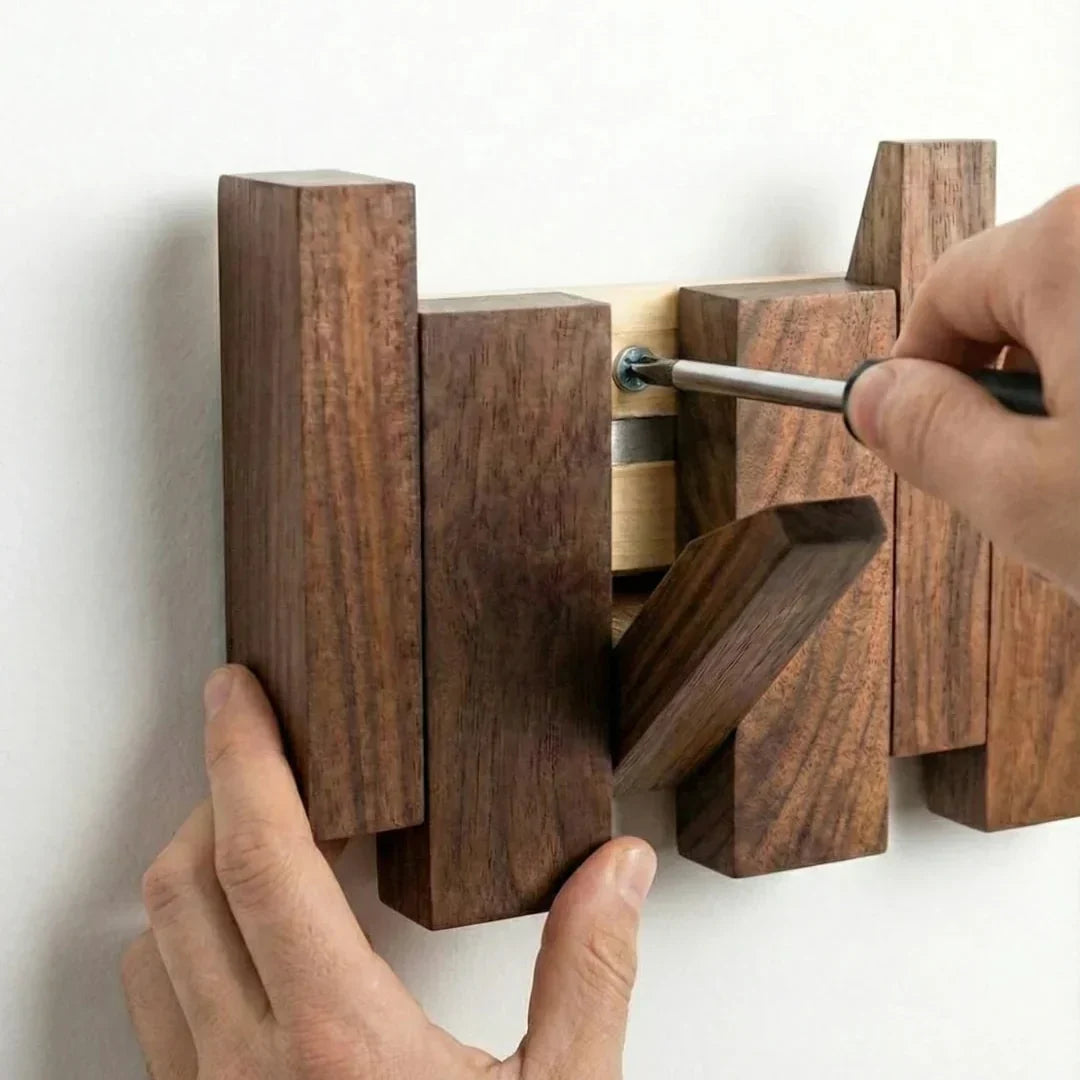 Piano Massivholz-Garderobe | Elegante Wandhaken