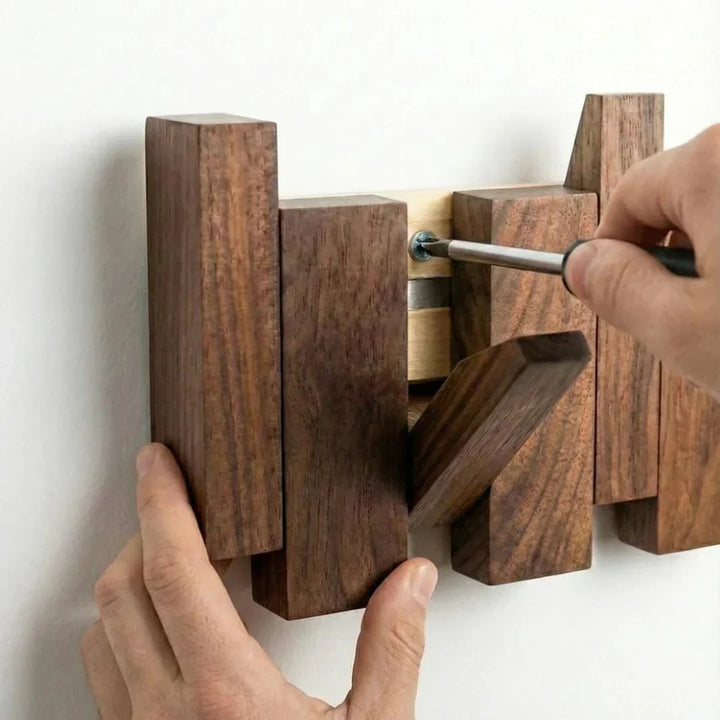 Piano Massivholz-Garderobe | Elegante Wandhaken