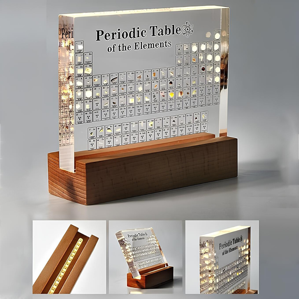 Beleuchtete Periodensystem-Tafel mit echten Elementen - Elementa
