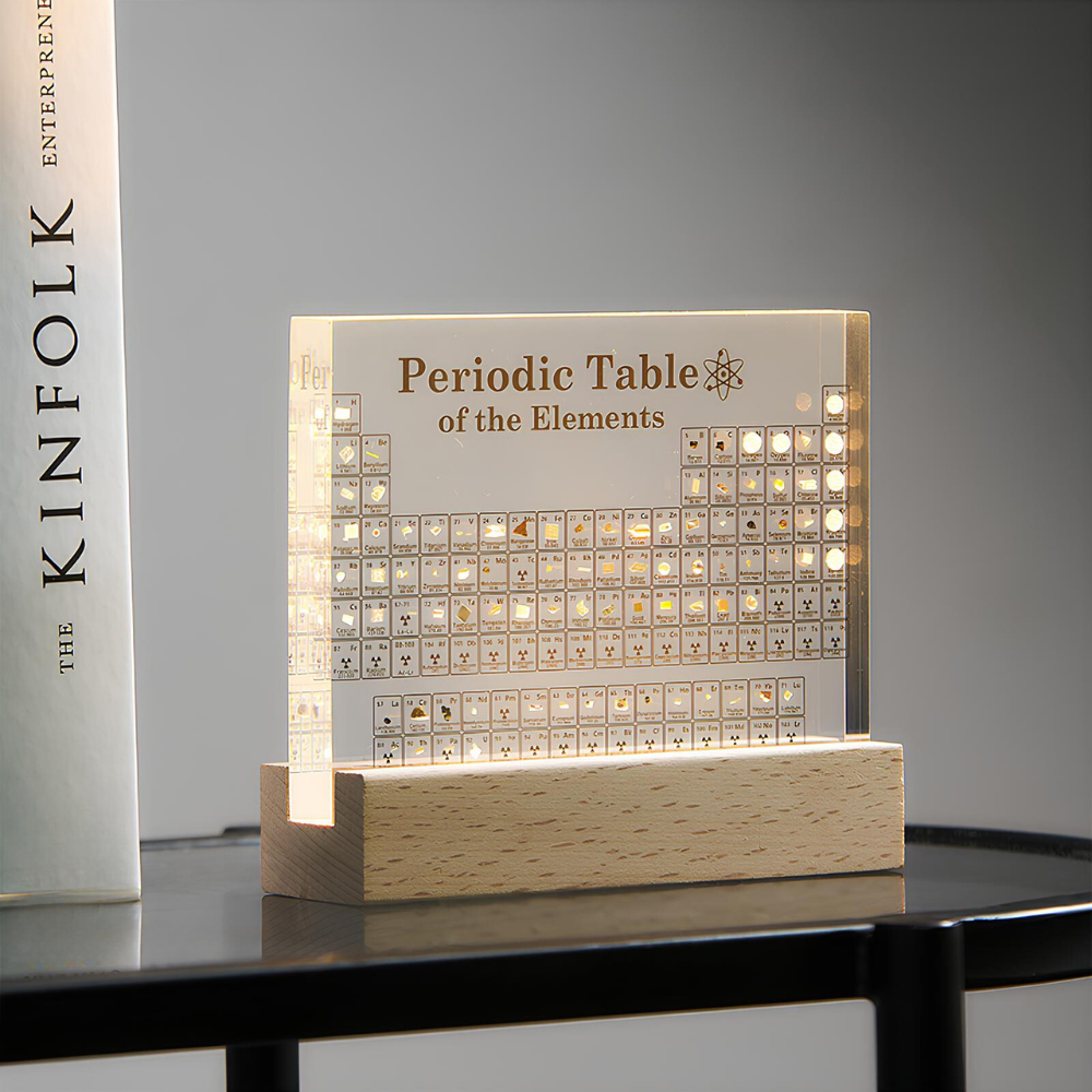 Beleuchtete Periodensystem-Tafel mit echten Elementen - Elementa