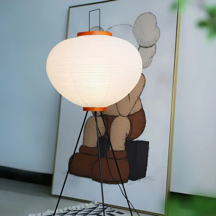 Wabi-Sabi Stehlampe aus Reispapier mit LED - ZenAura