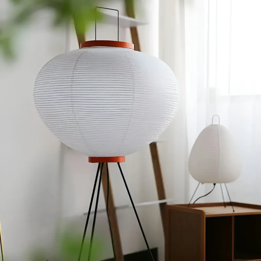 Wabi-Sabi Stehlampe aus Reispapier mit LED - ZenAura