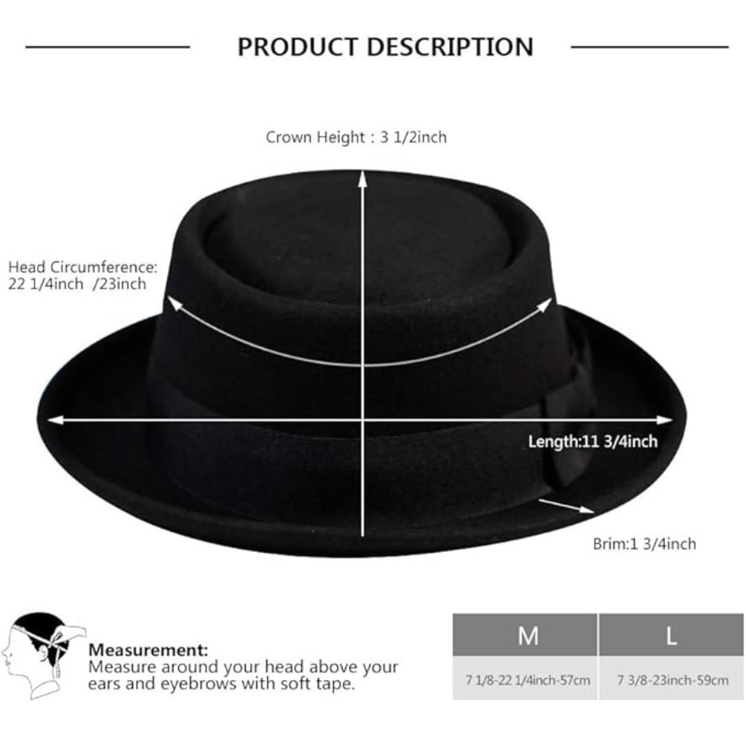 Pork-Pie-Fedora-Hut aus Wollfilz - Evan