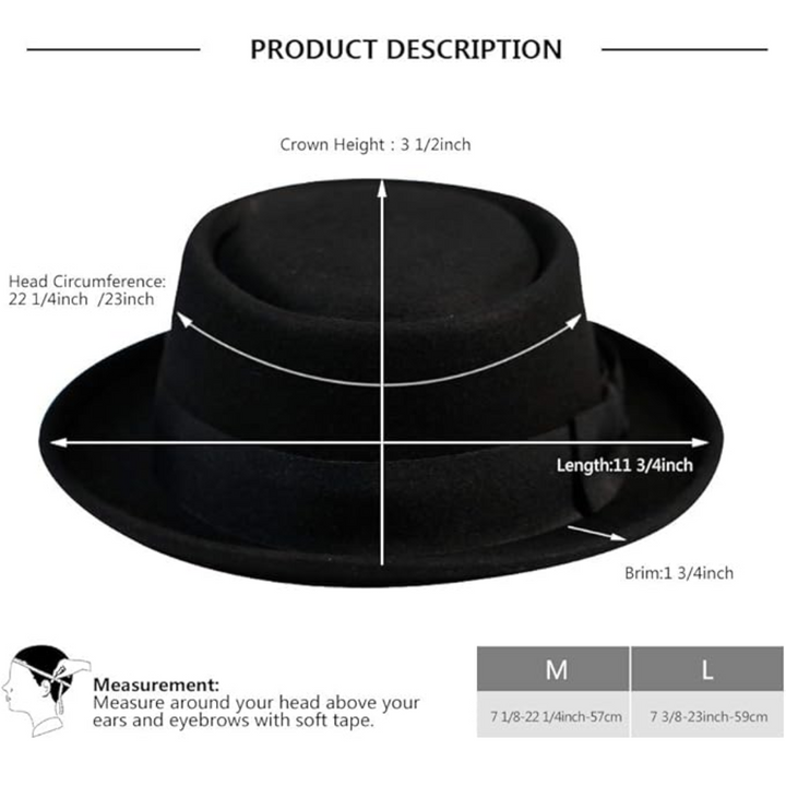 Pork-Pie-Fedora-Hut aus Wollfilz - Evan