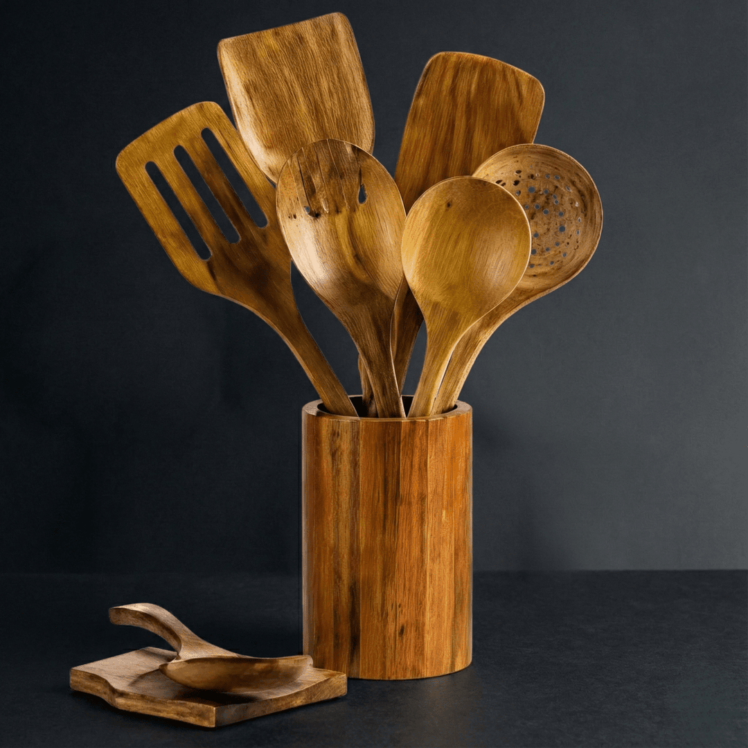 Traditionelles japanisches Küchenutensilien-Set aus Holz (7-teilig)