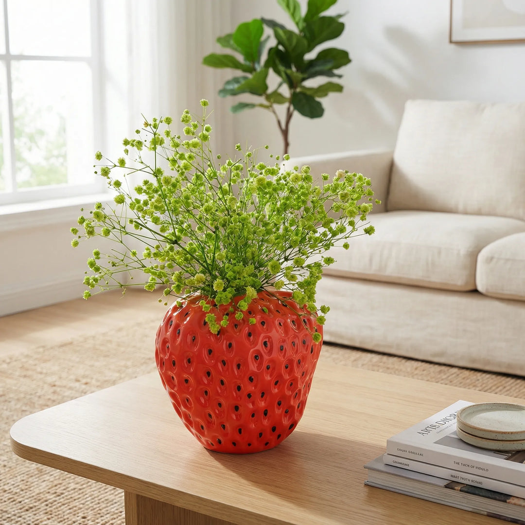 Vase in Erdbeerform mit Retro-Optik - Strawform