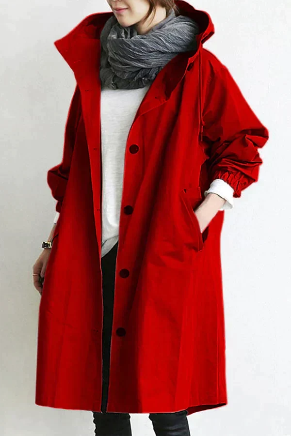 Übergrosser wasserdichter Trenchcoat mit Kapuze
