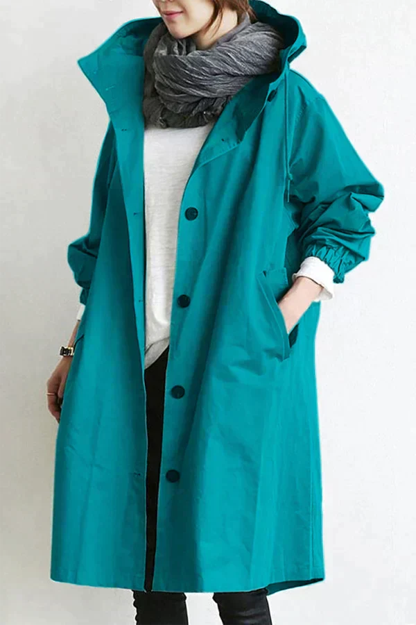 Übergrosser wasserdichter Trenchcoat mit Kapuze