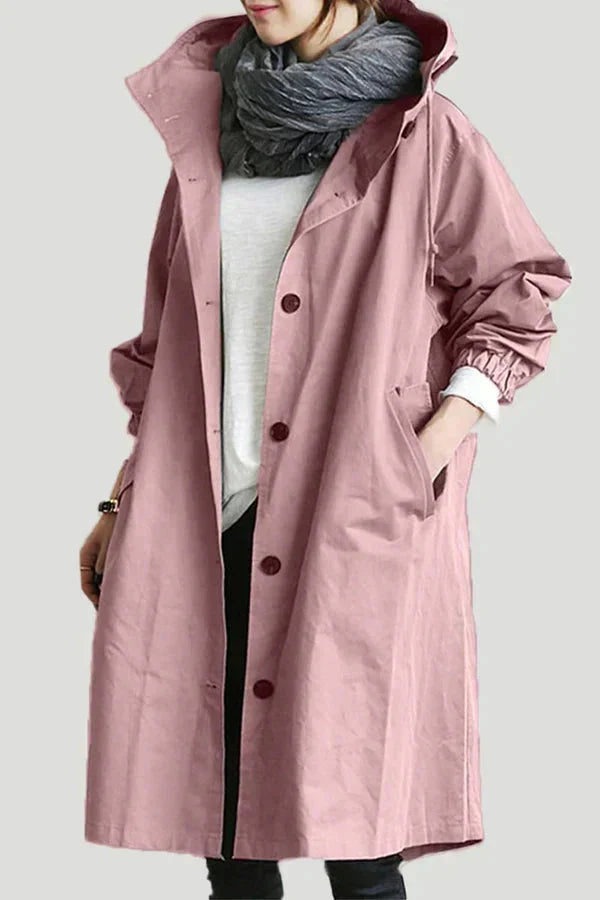 Übergrosser wasserdichter Trenchcoat mit Kapuze