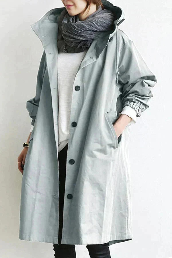 Übergrosser wasserdichter Trenchcoat mit Kapuze