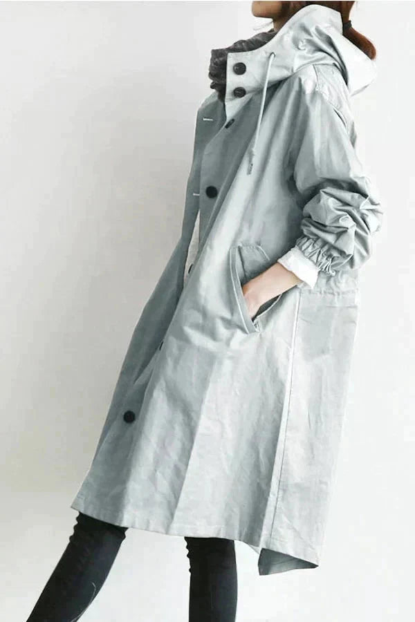 Übergrosser wasserdichter Trenchcoat mit Kapuze