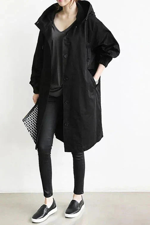 Übergrosser wasserdichter Trenchcoat mit Kapuze