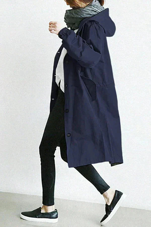Übergrosser wasserdichter Trenchcoat mit Kapuze