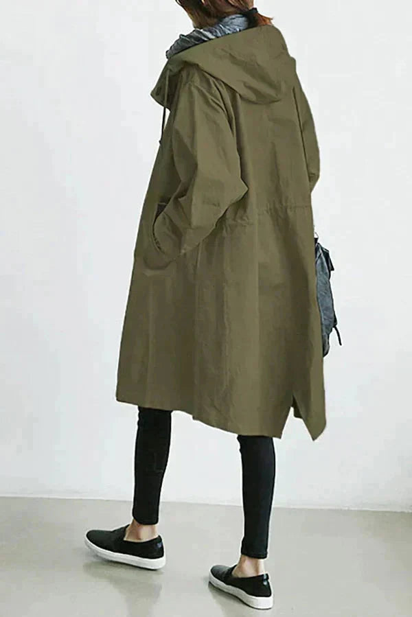 Übergrosser wasserdichter Trenchcoat mit Kapuze