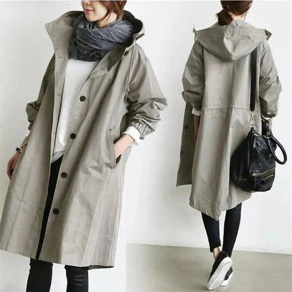 Übergrosser wasserdichter Trenchcoat mit Kapuze