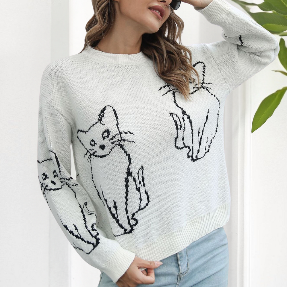 Kebell - Trendiger Damenpullover mit Katzen