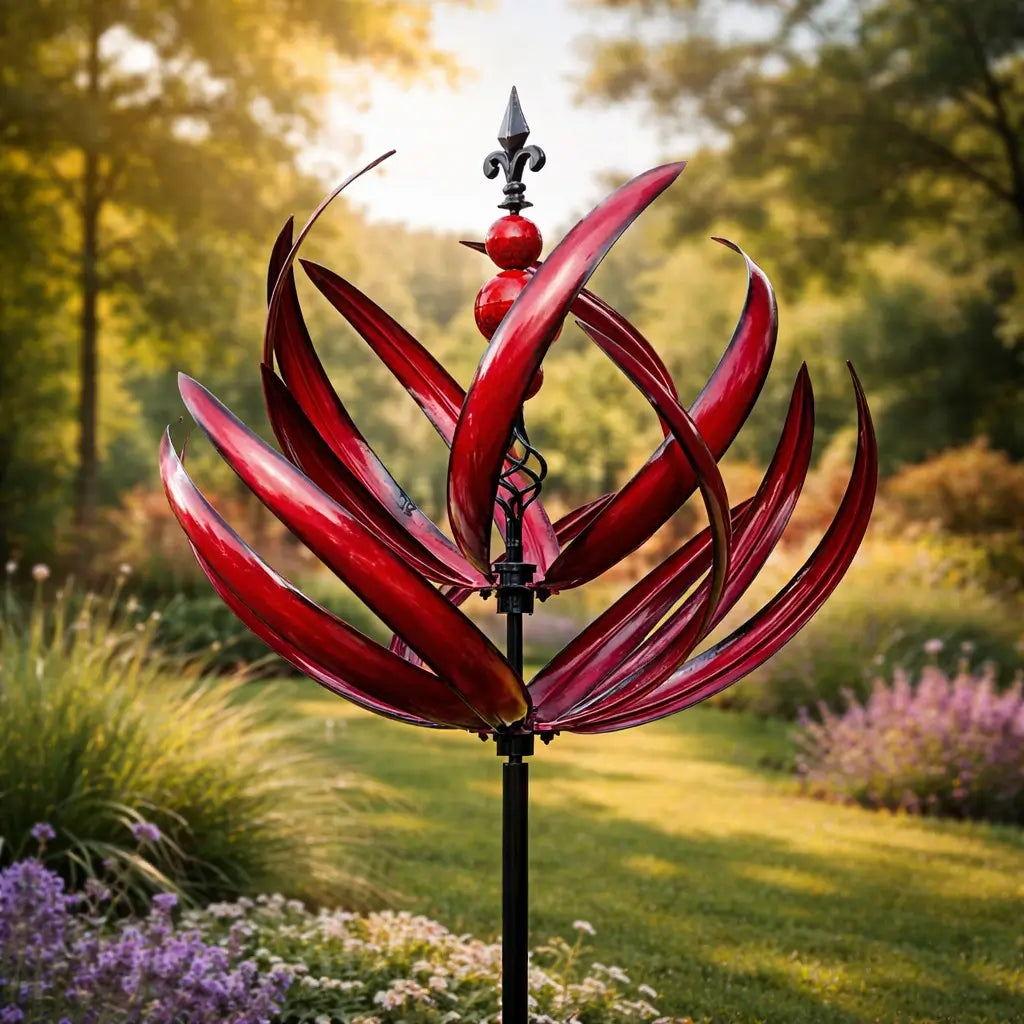 Wetterfahne: Metall-Lotus-Windspinner – rostbeständige Gartendekoration