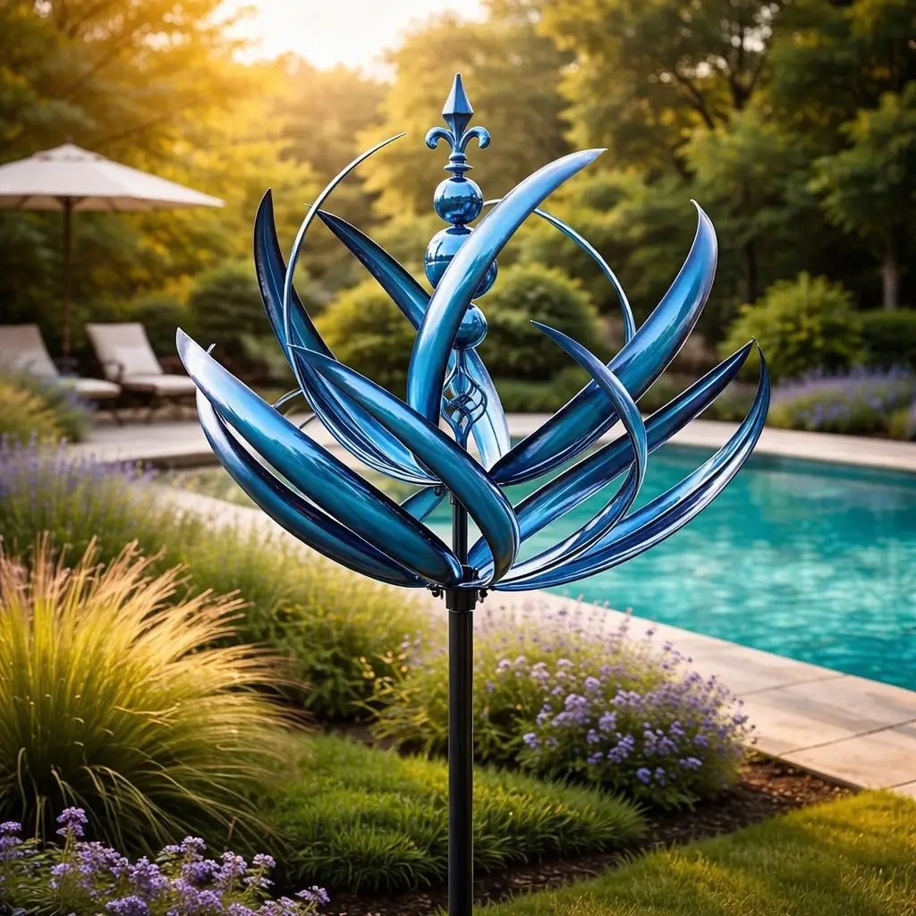 Wetterfahne: Metall-Lotus-Windspinner – rostbeständige Gartendekoration