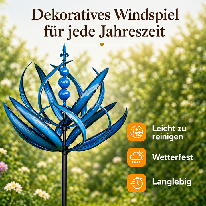 Wetterfahne: Metall-Lotus-Windspinner – rostbeständige Gartendekoration