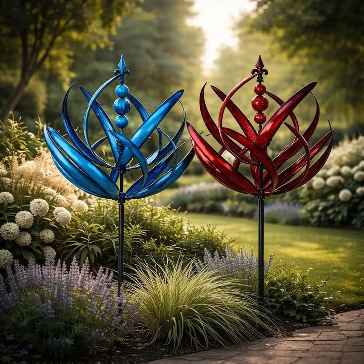 Wetterfahne: Metall-Lotus-Windspinner – rostbeständige Gartendekoration