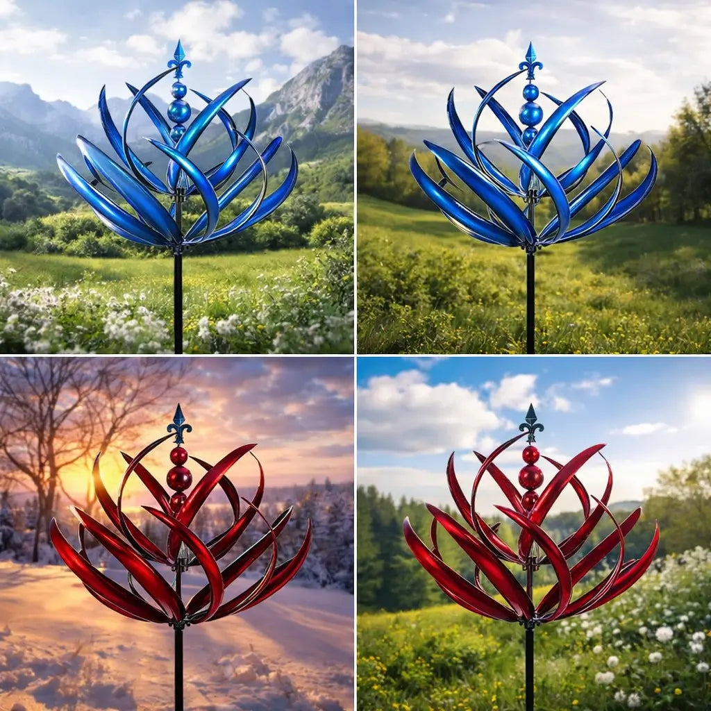 Wetterfahne: Metall-Lotus-Windspinner – rostbeständige Gartendekoration