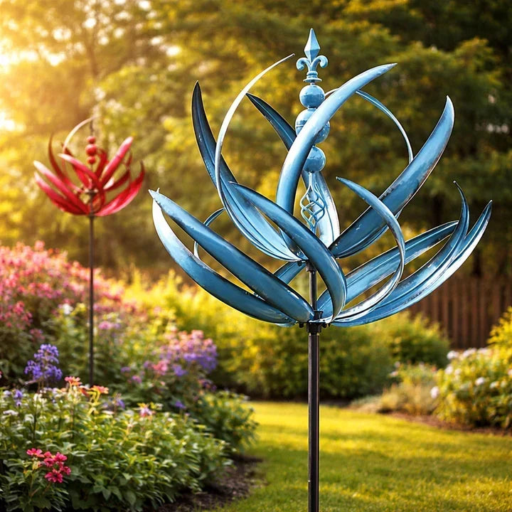 Wetterfahne: Metall-Lotus-Windspinner – rostbeständige Gartendekoration