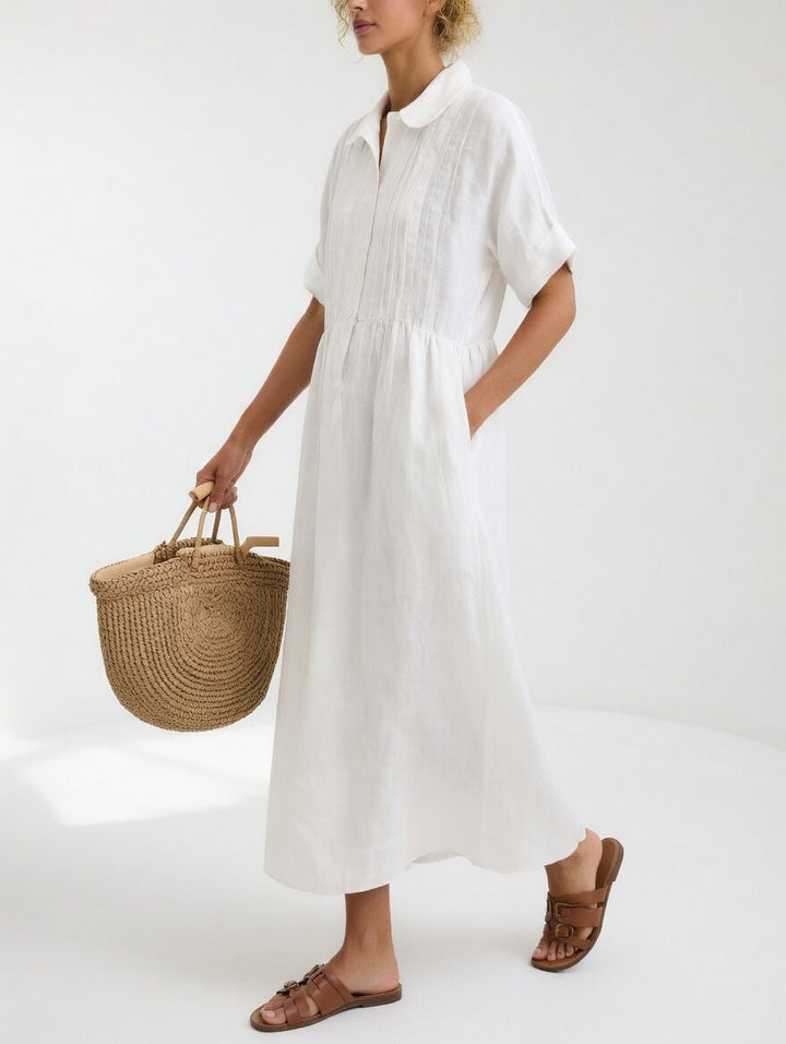 Lässiges Maxi-Hemdkleid aus Baumwolle mit Knopfleiste und kurzen Ärmeln