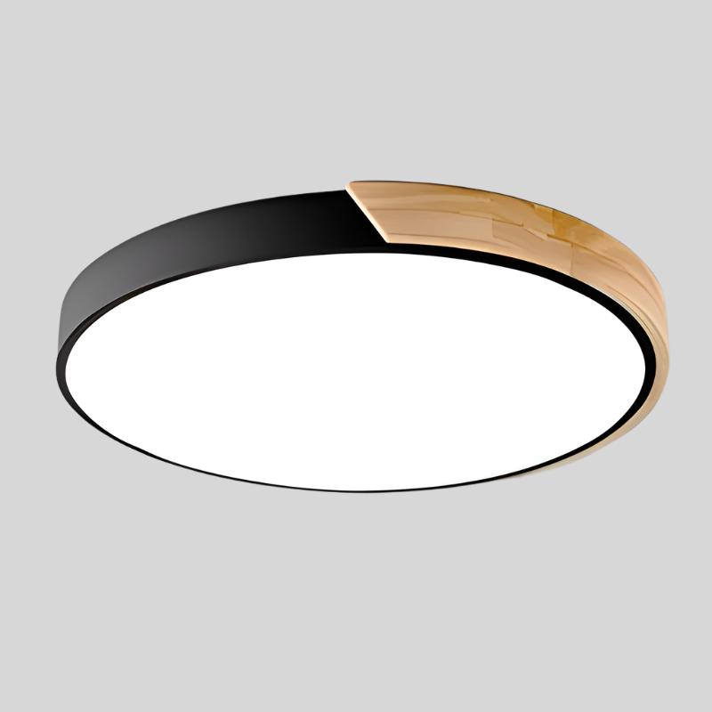 Runde Nordic-Macaron-Deckenlampe aus Holz