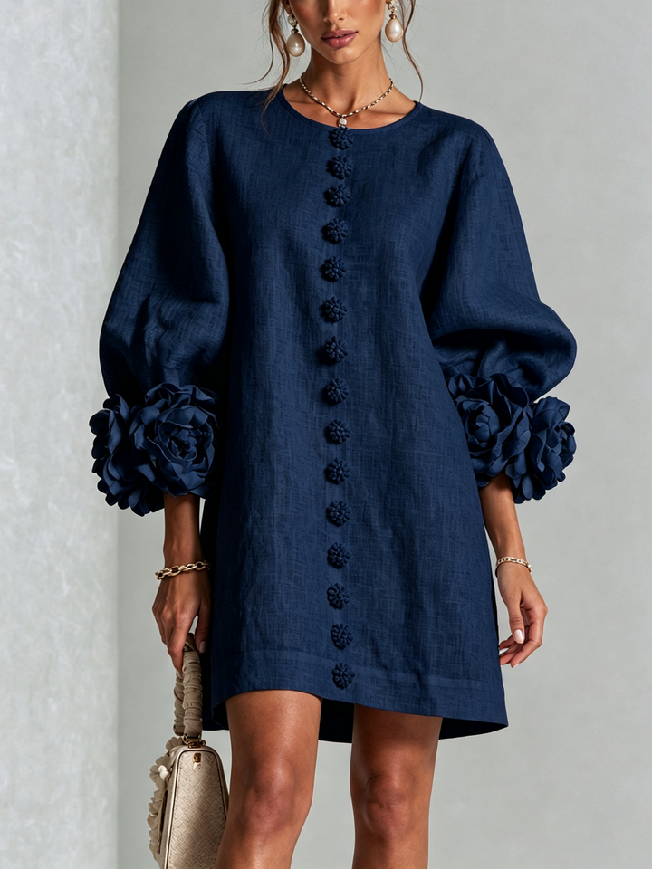 Boryana farbenfrohes Minikleid mit auffälligen Rüschenmanschetten
