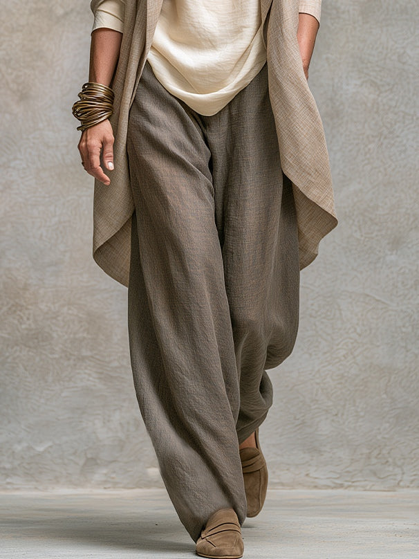 3-teiliges, fließendes Damen-Set mit offenem Cardigan und Hose mit weitem Bein