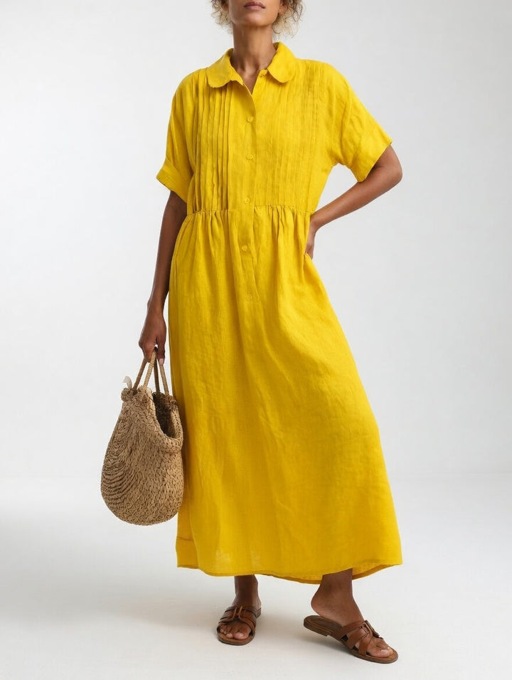 Lässiges Maxi-Hemdkleid aus Baumwolle mit Knopfleiste und kurzen Ärmeln