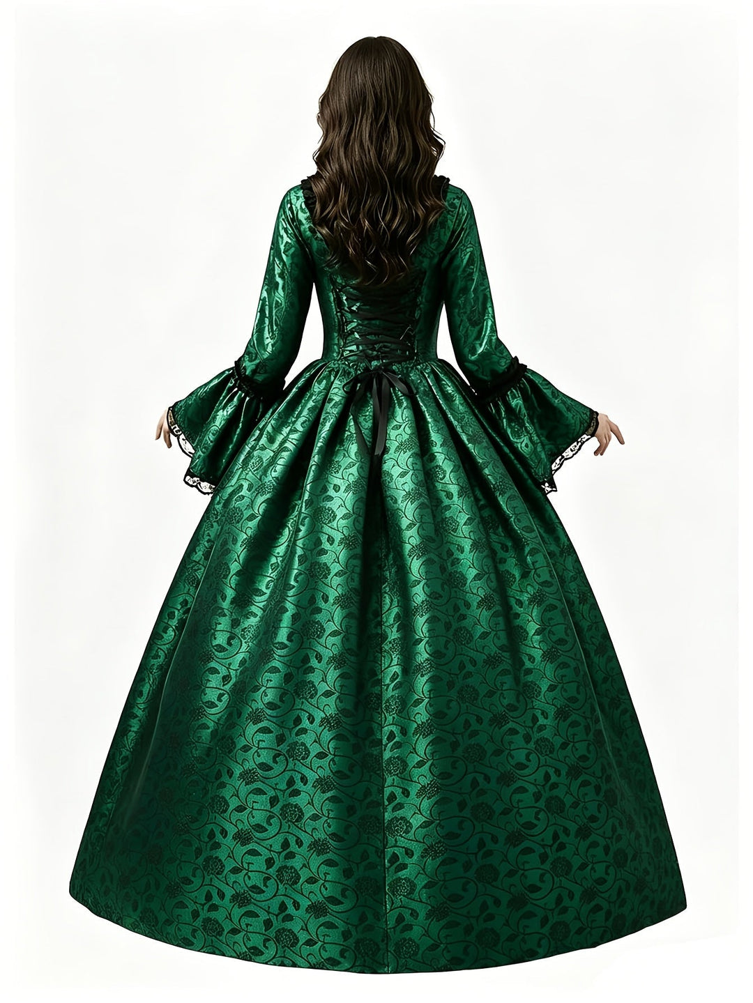 Frauen Gothic Vampir Halloween Kostümkleid mit ausgestellten Ärmeln