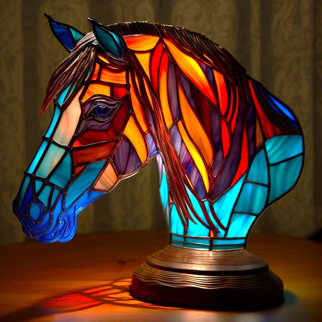 VitraGlow handgefertigtes Glas-Ornament | Elegante Tischlampe aus Harz und Glas mit lebendigen künstlerischen Mustern