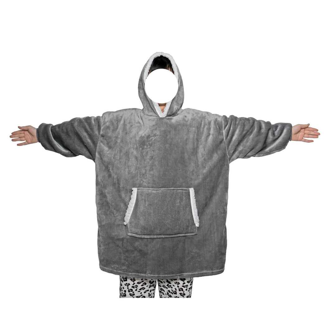 Decken-Hoodie aus Flanell mit Kapuze und Tasche – Einheitsgrösse