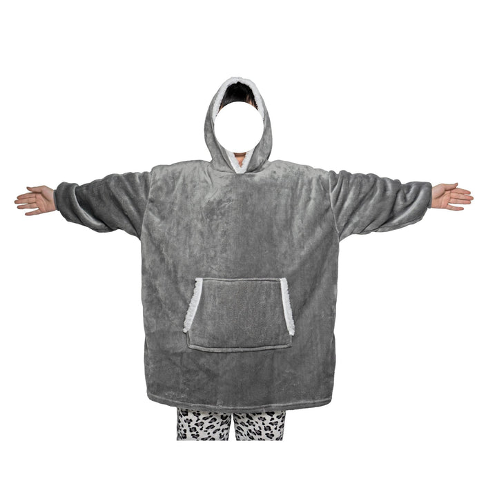 Decken-Hoodie aus Flanell mit Kapuze und Tasche – Einheitsgrösse