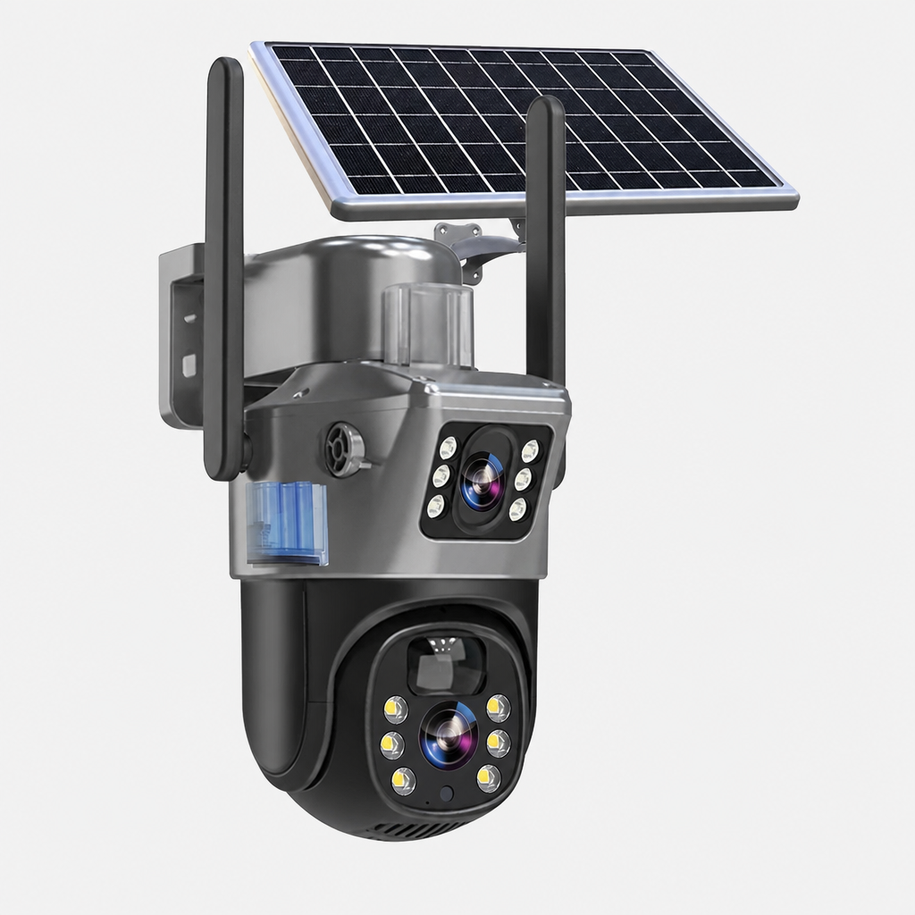 Solar-Überwachungskamera 4K mit Doppelobjektiv – Solvexa